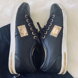 D&G Sport Perforated Leather Sneaker Black/Gold